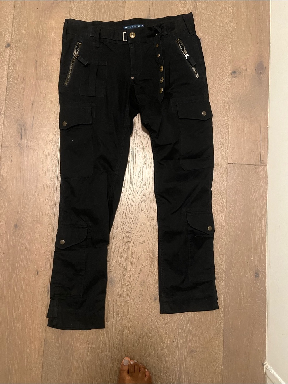 Ralph Lauren Black Women’s Cargo Pants with Zip & Button Details